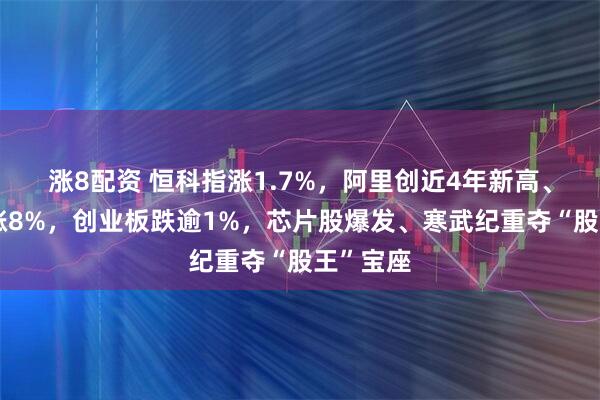 涨8配资 恒科指涨1.7%，阿里创近4年新高、百度大涨8%，创业板跌逾1%，芯片股爆发、寒武纪重夺“股王”宝座